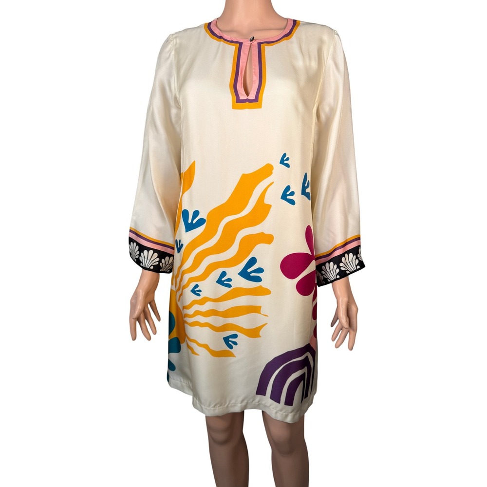 Jade by Johnny Was Ringo Mini Dress Solstice Canyon Sun Print Cream Small NWT